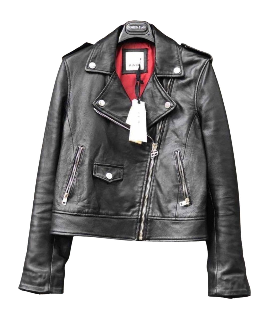 PINKO Черная кожаная куртка, фото 1