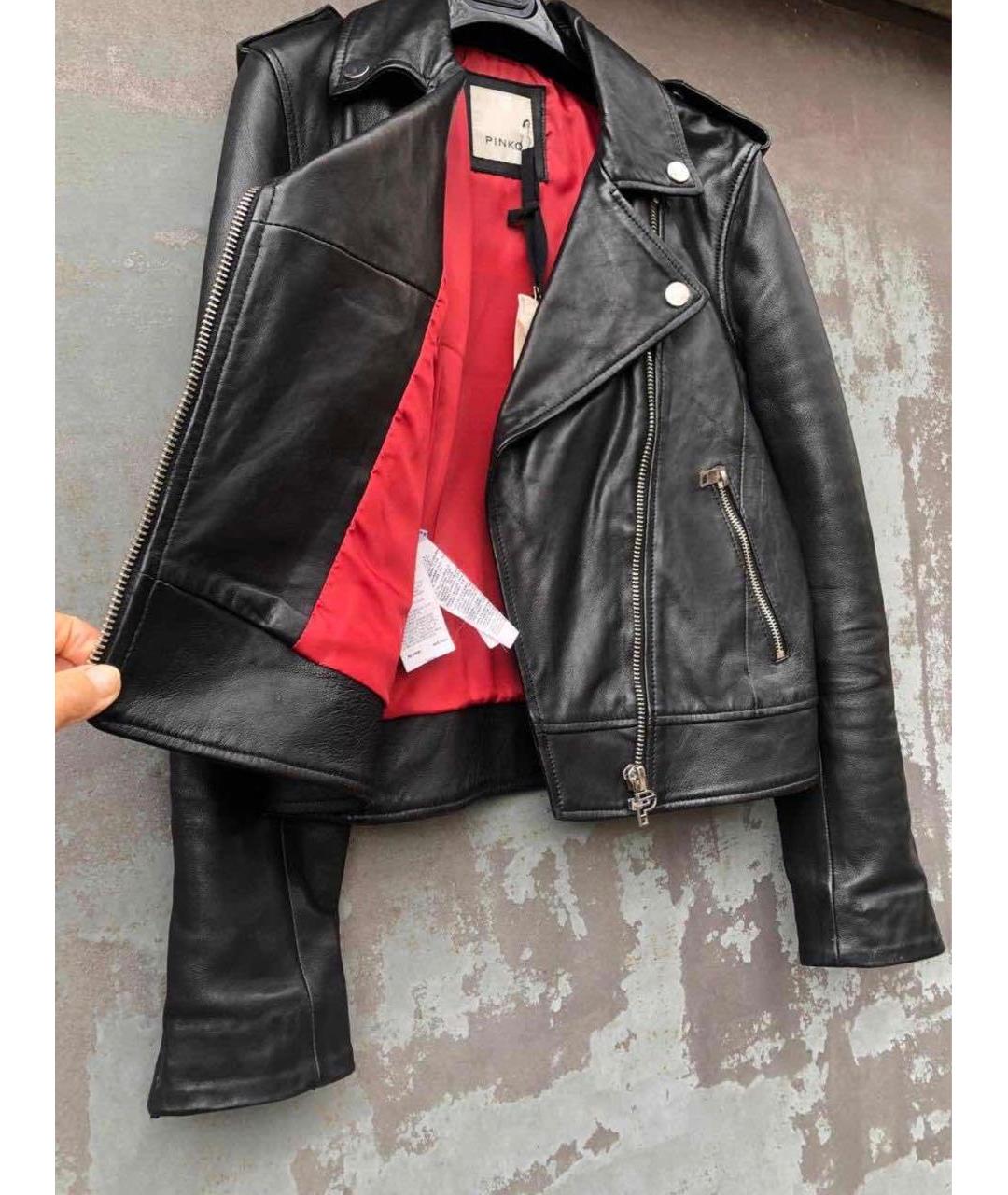 PINKO Черная кожаная куртка, фото 5