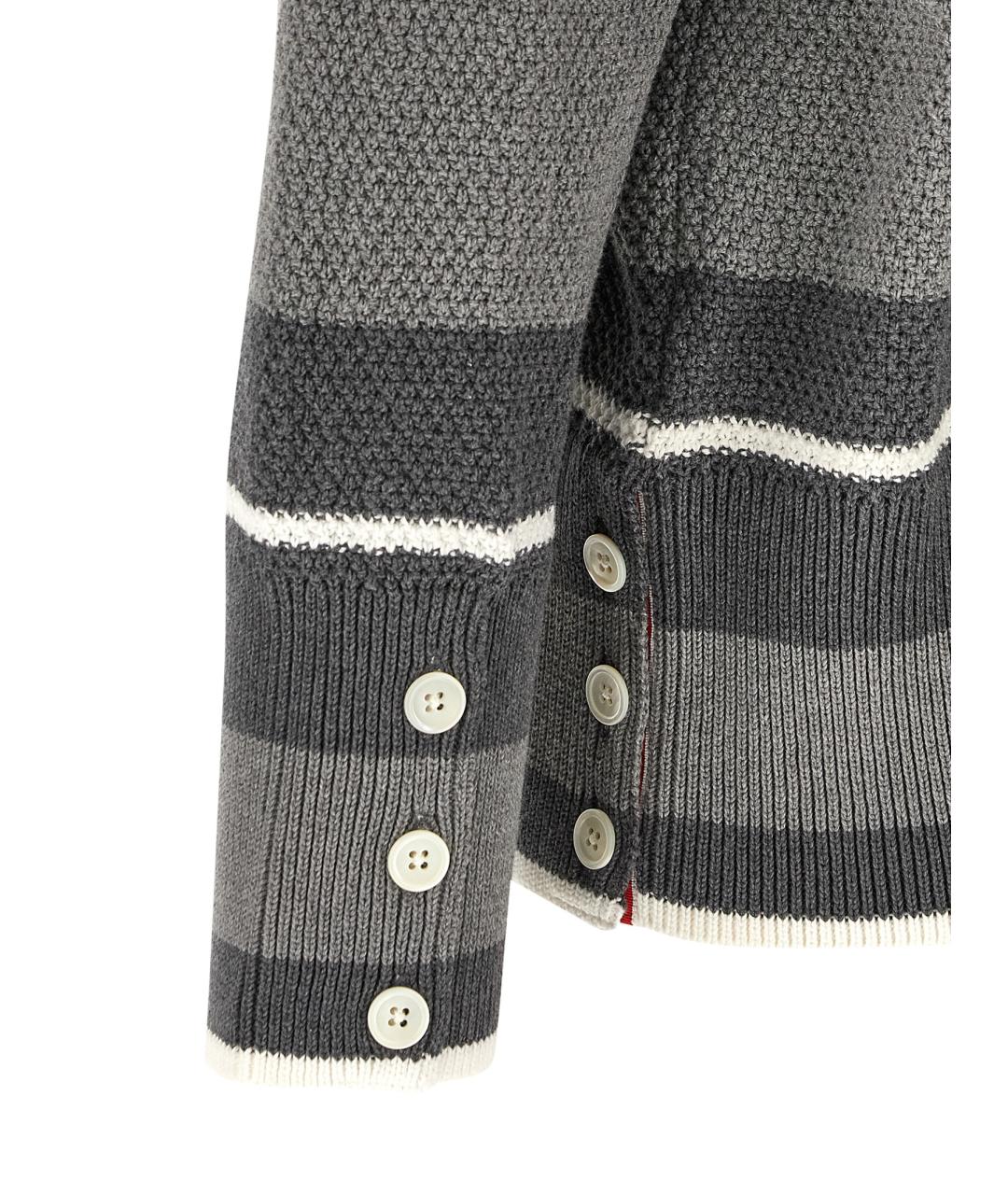 THOM BROWNE Серый хлопковый кардиган, фото 4
