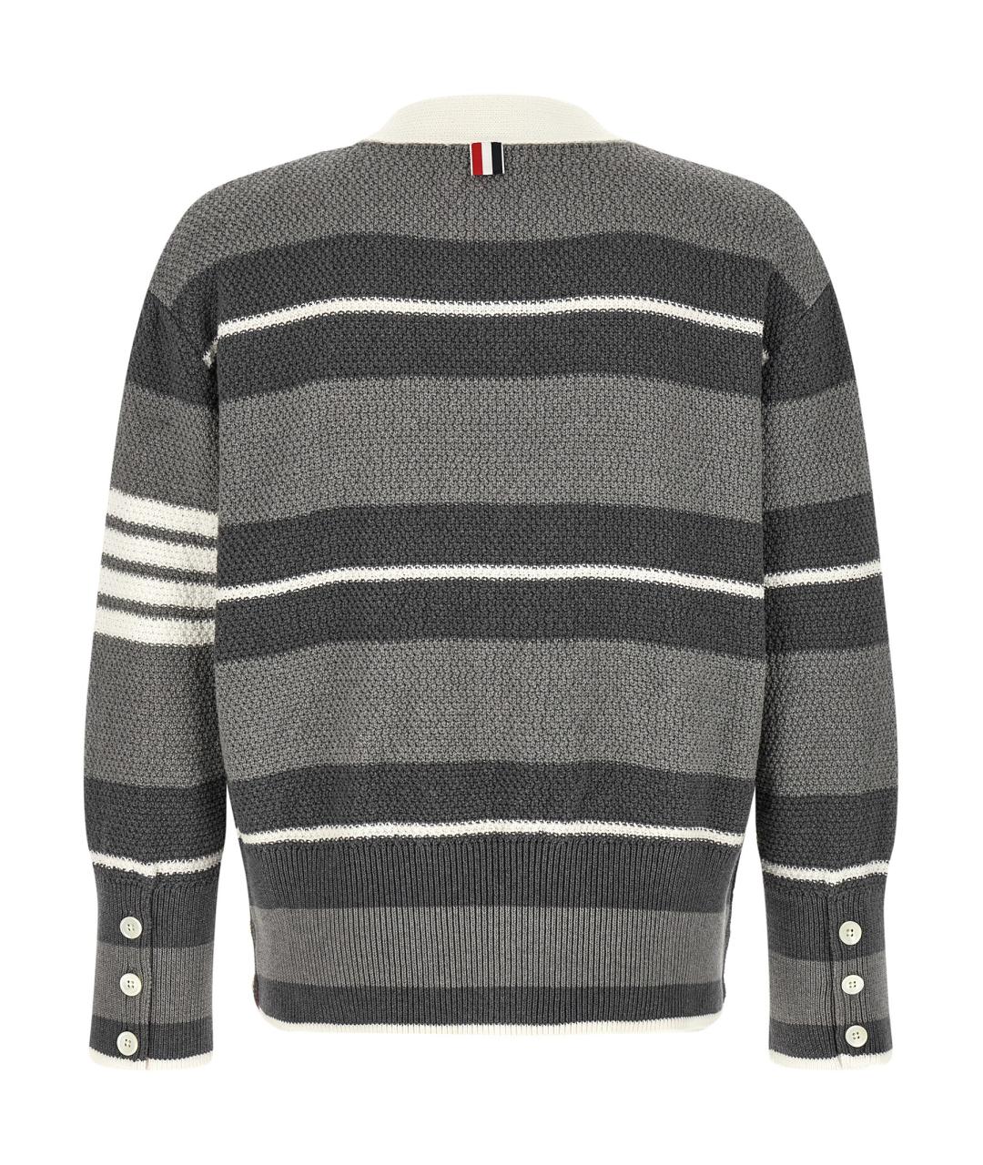 THOM BROWNE Серый хлопковый кардиган, фото 2