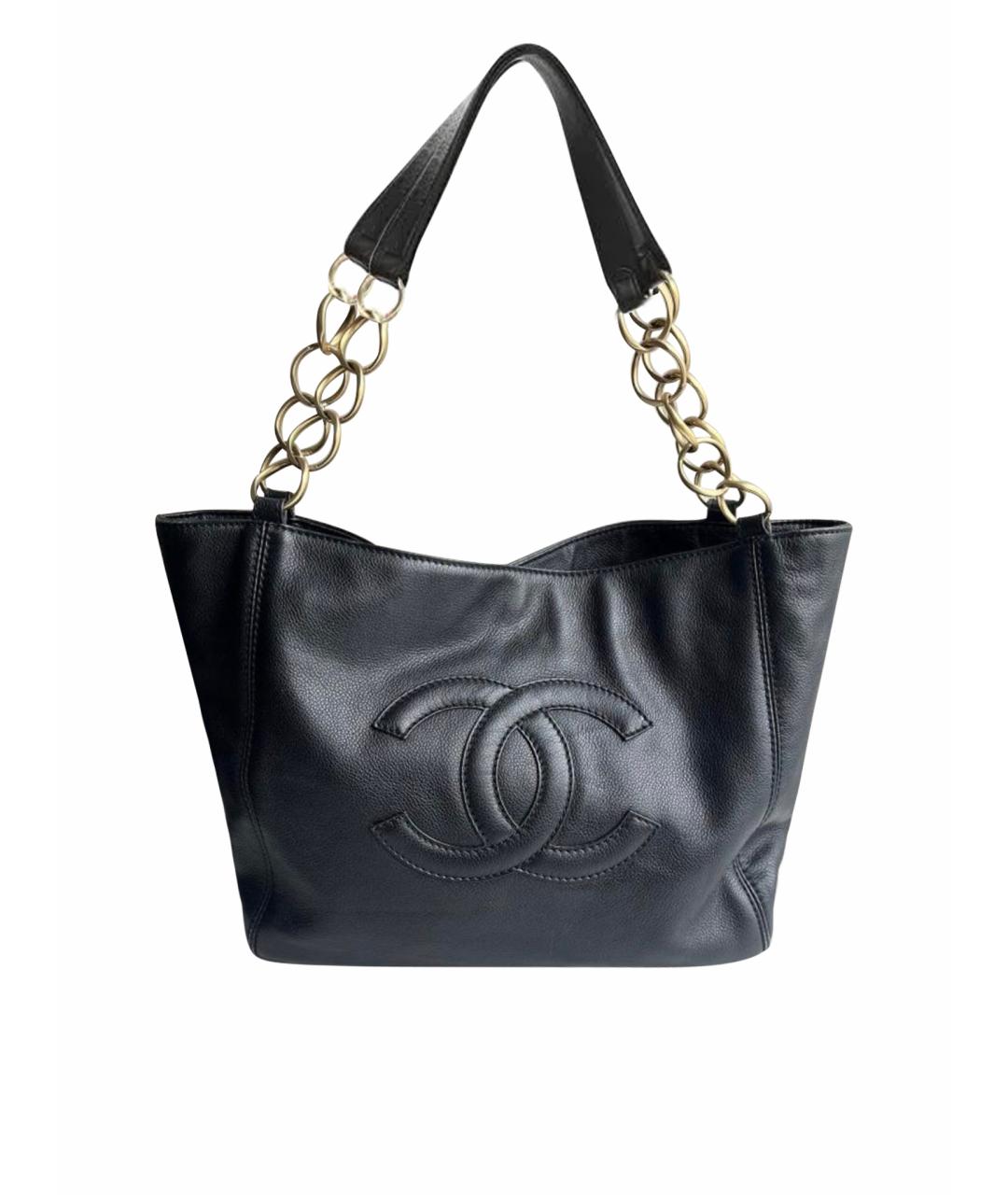 CHANEL Черная кожаная сумка тоут, фото 1
