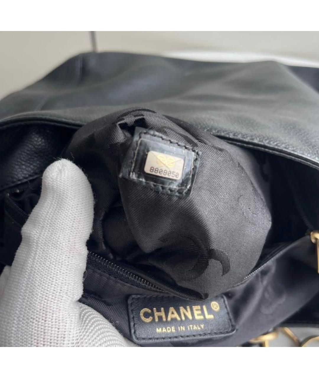 CHANEL Черная кожаная сумка тоут, фото 5