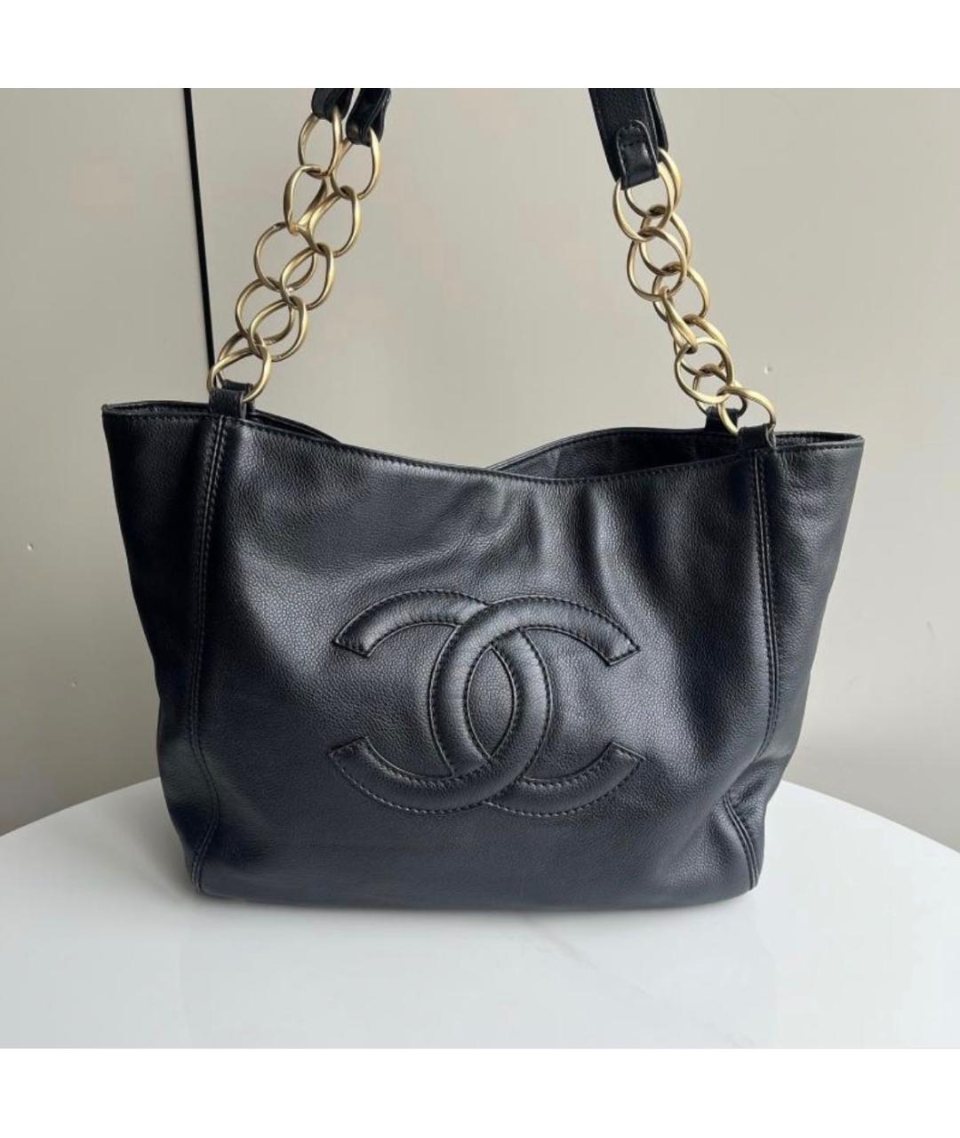 CHANEL Черная кожаная сумка тоут, фото 2
