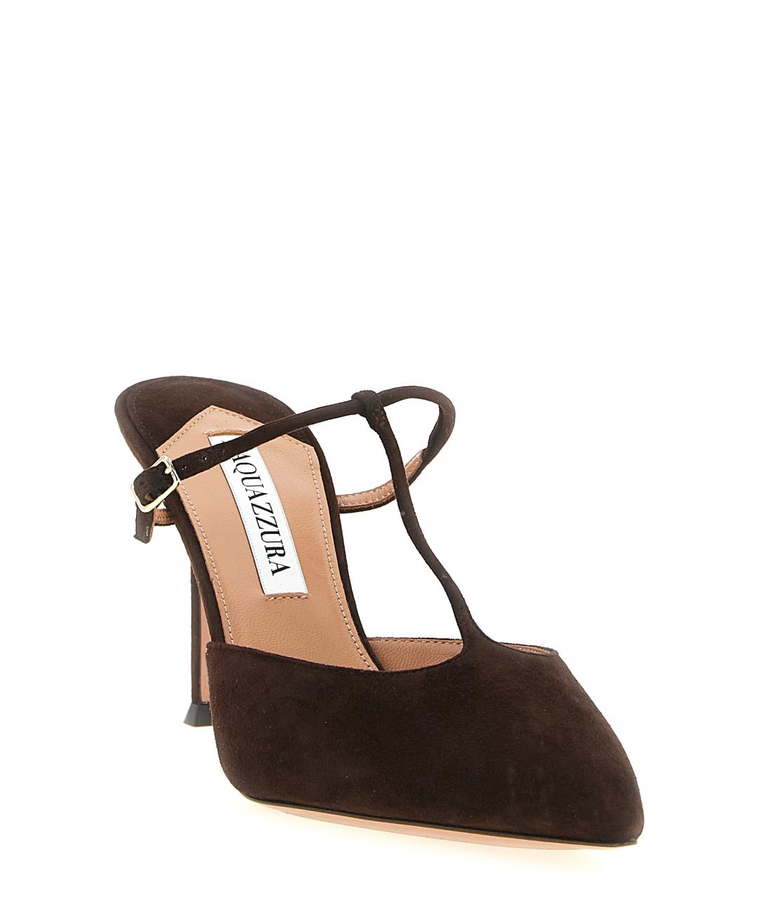 AQUAZZURA Коричневые замшевые мюли, фото 2