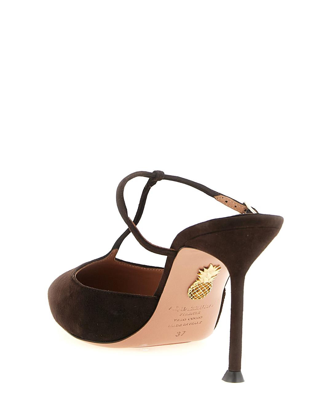 AQUAZZURA Коричневые замшевые мюли, фото 3