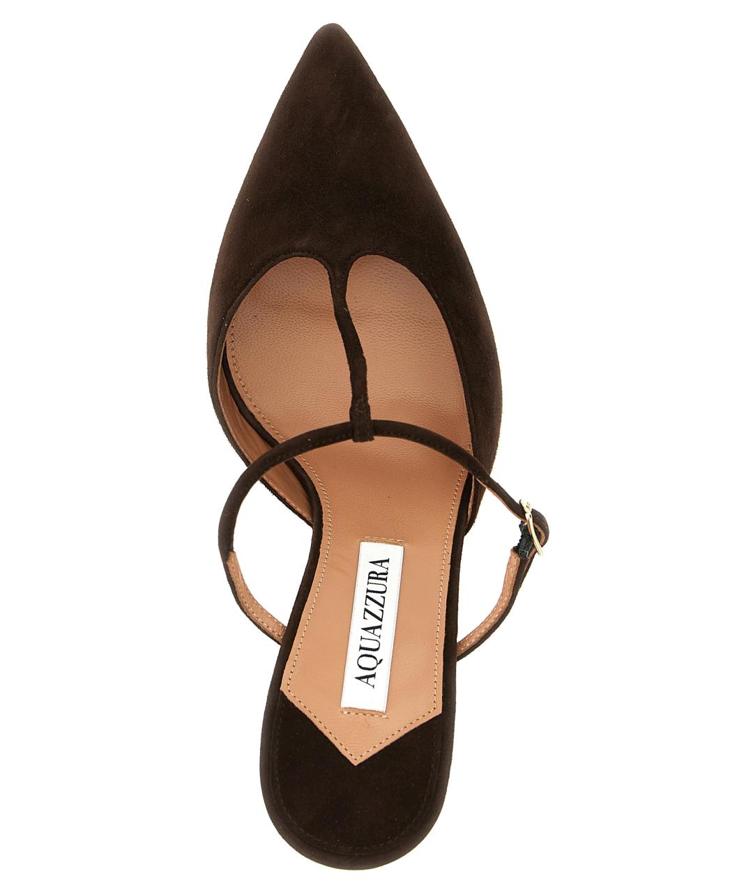 AQUAZZURA Коричневые замшевые мюли, фото 4