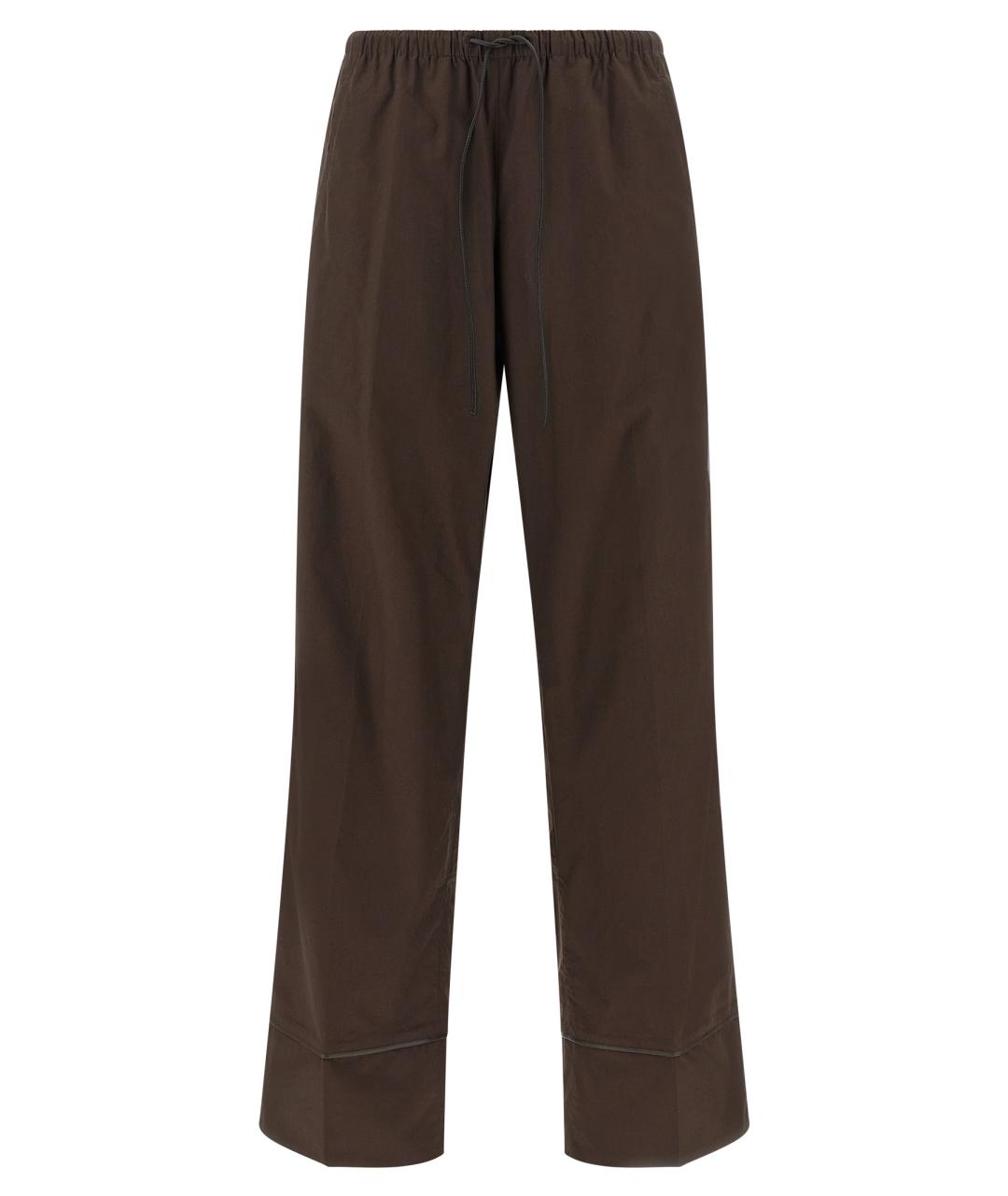 YVES SALOMON Коричневые хлопковые прямые брюки, фото 1