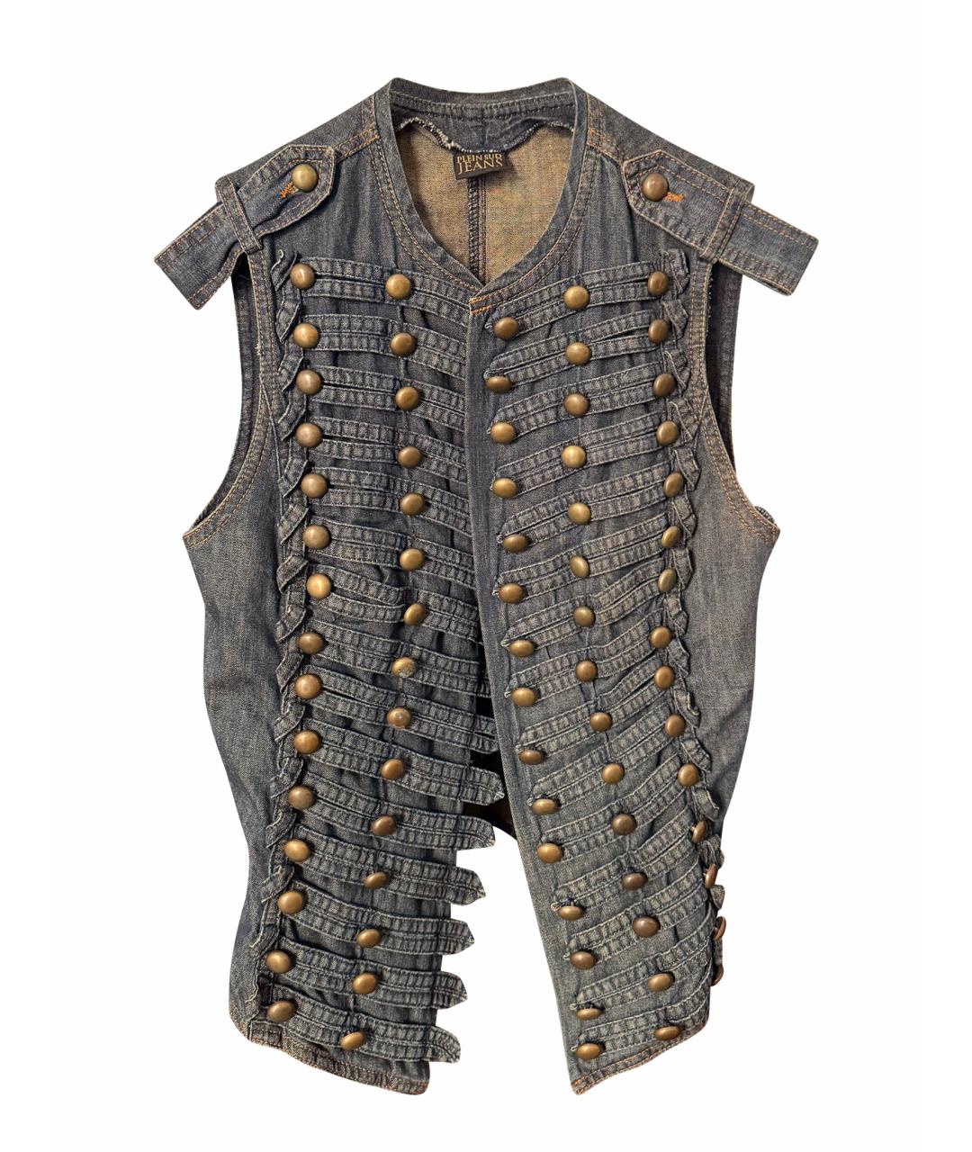 PLEIN SPORT Голубой деним жилет, фото 1