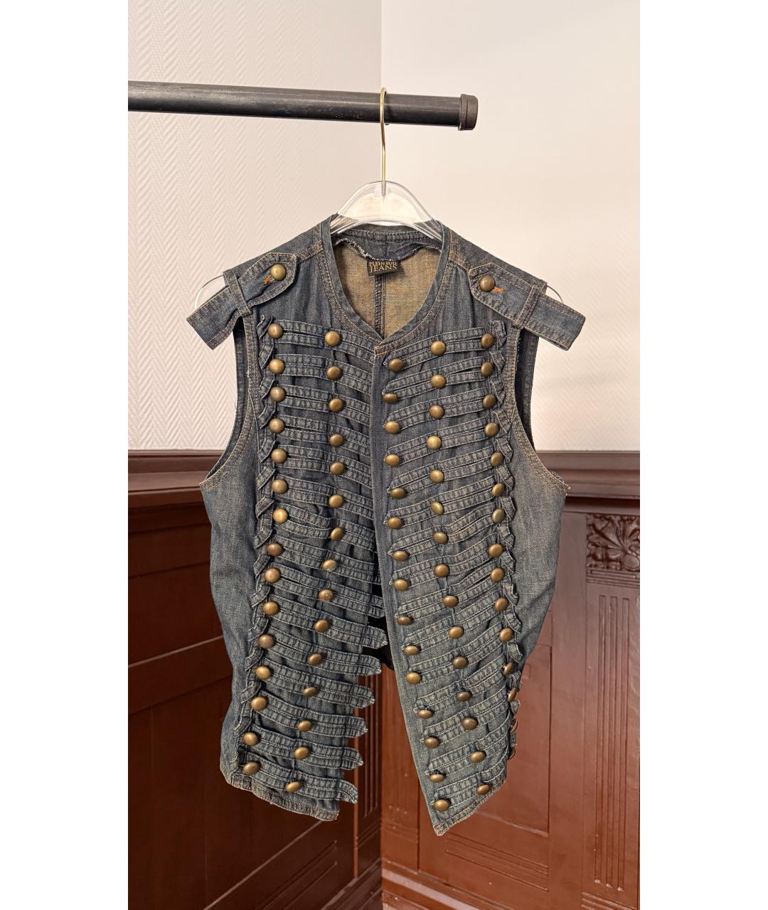 PLEIN SPORT Голубой деним жилет, фото 6