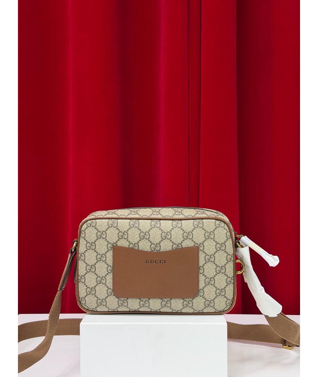 GUCCI Коричневая кожаная сумка на плечо, фото 5