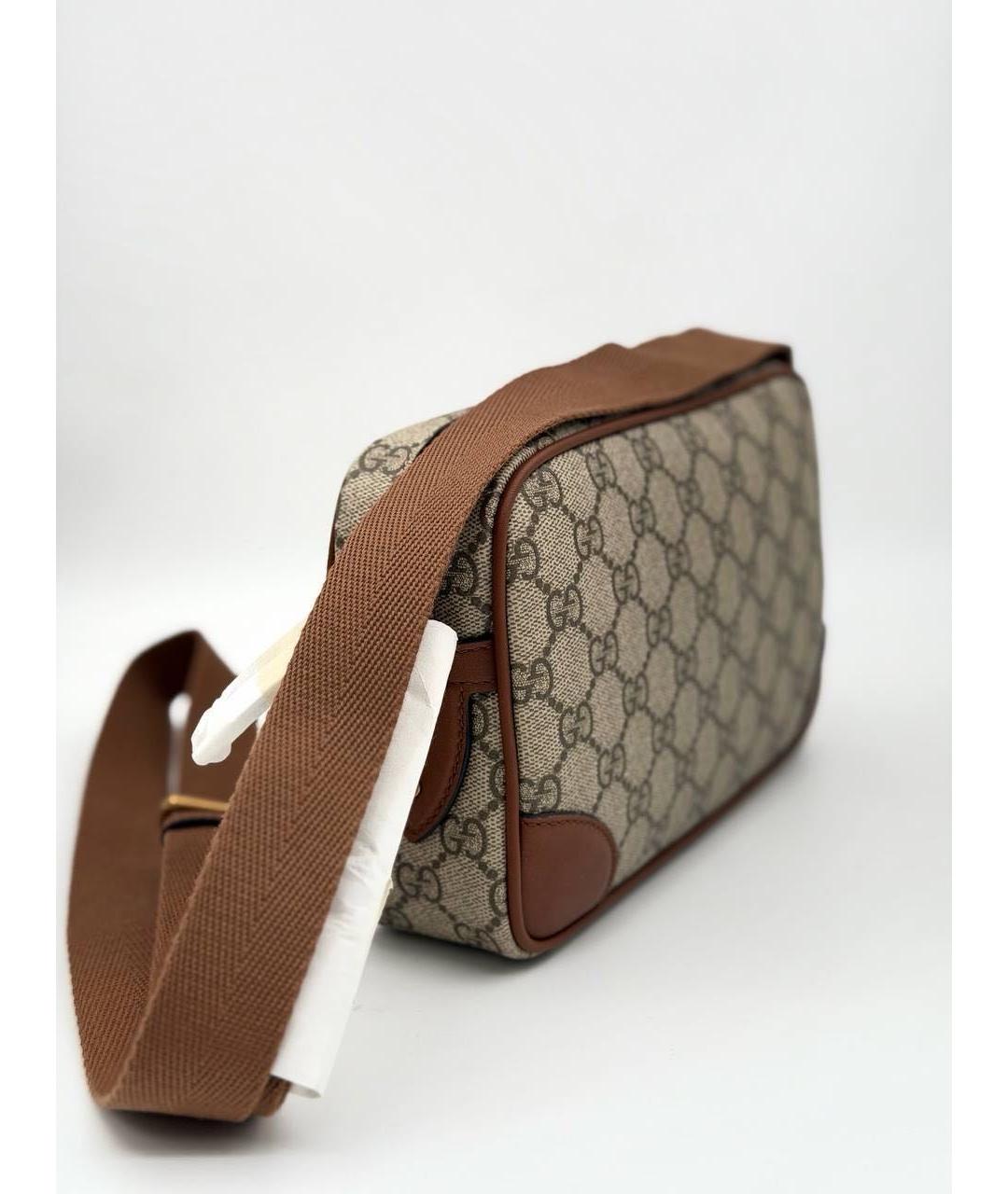 GUCCI Коричневая кожаная сумка на плечо, фото 3