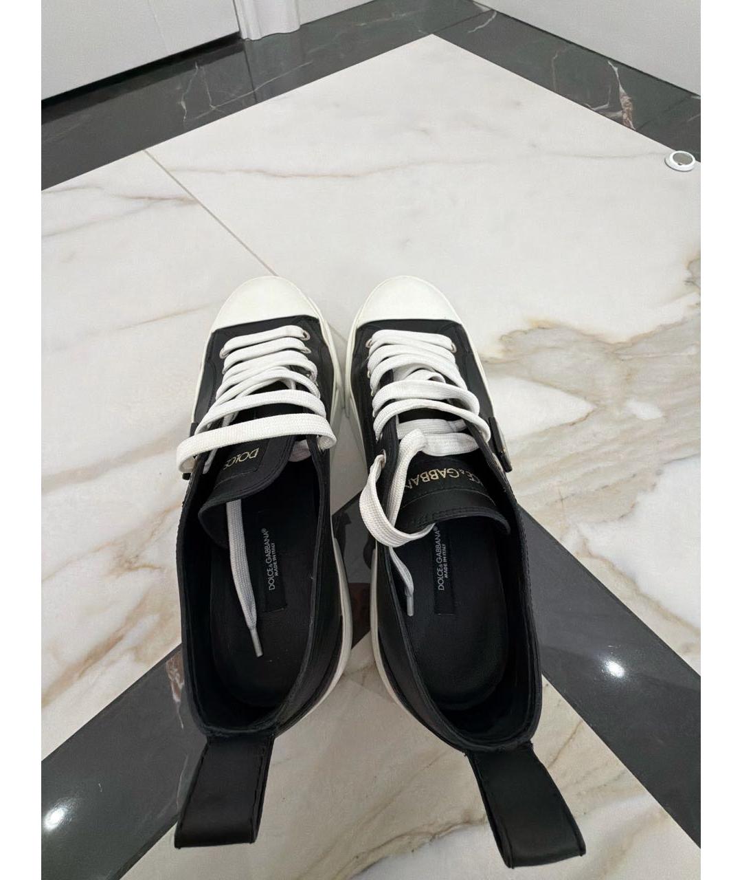 DOLCE&GABBANA Черные кожаные кеды, фото 6