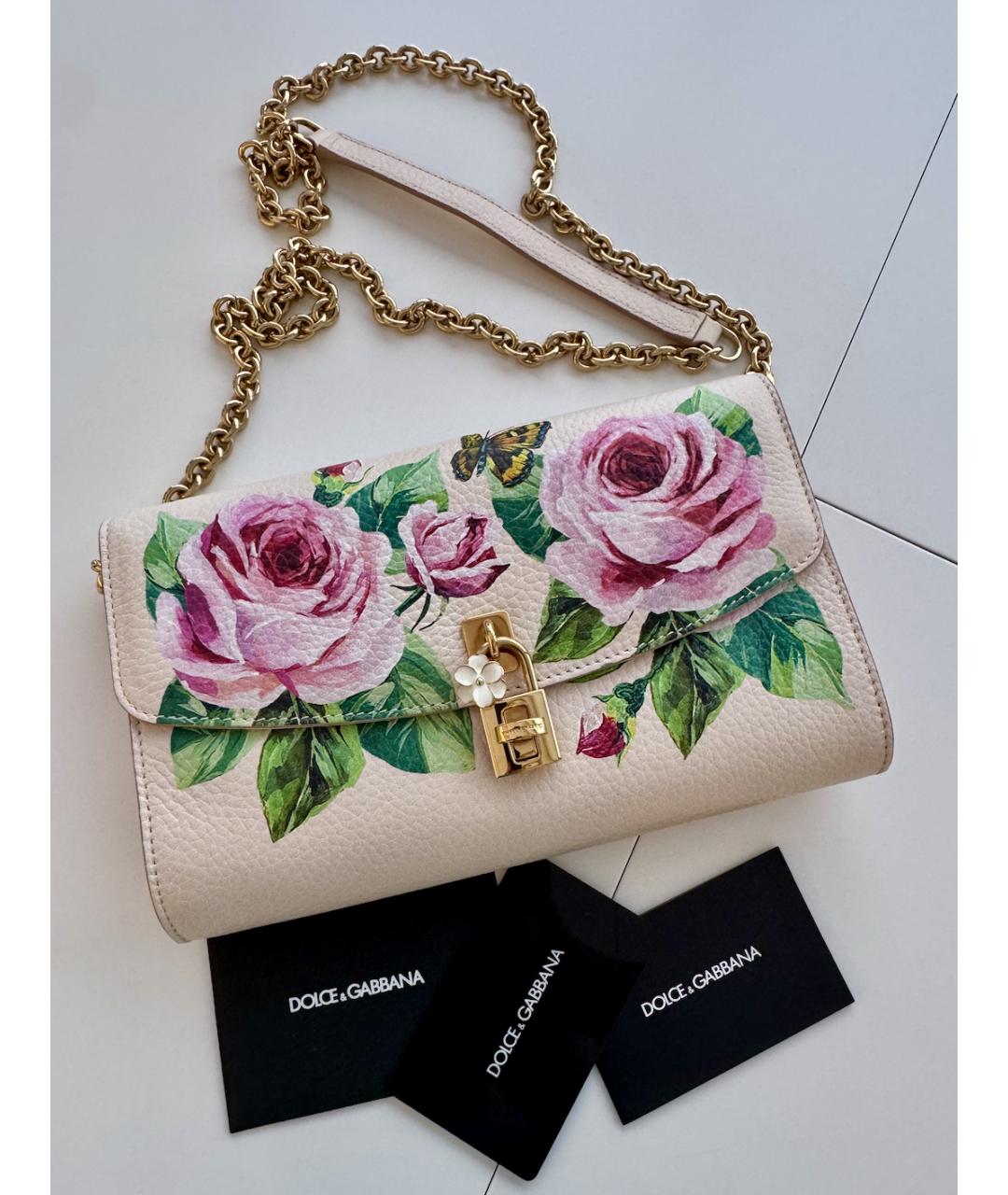 DOLCE&GABBANA Розовая кожаная сумка через плечо, фото 2