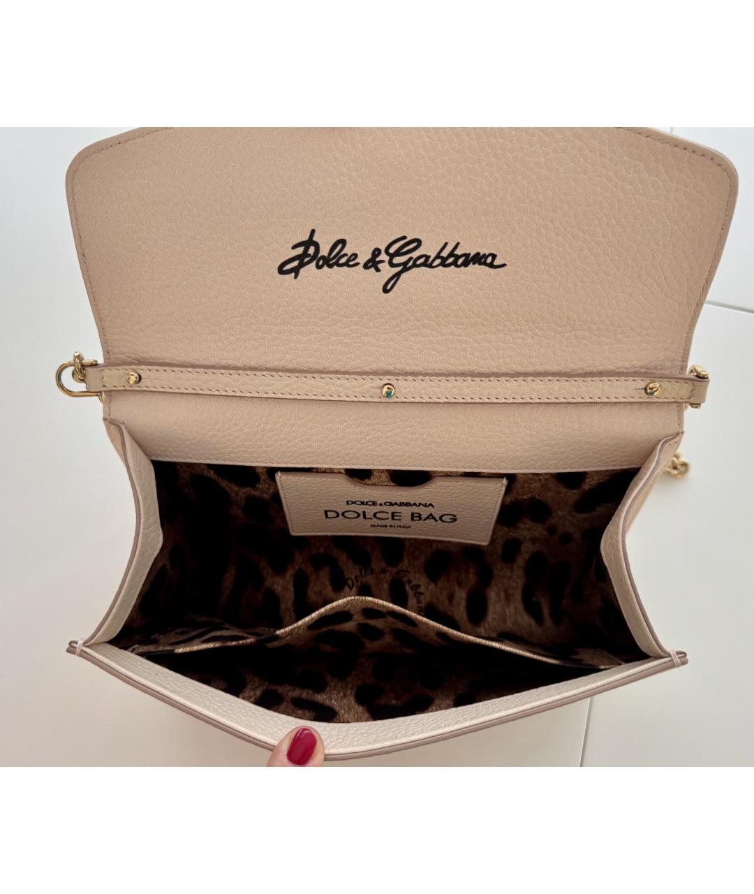 DOLCE&GABBANA Розовая кожаная сумка через плечо, фото 4