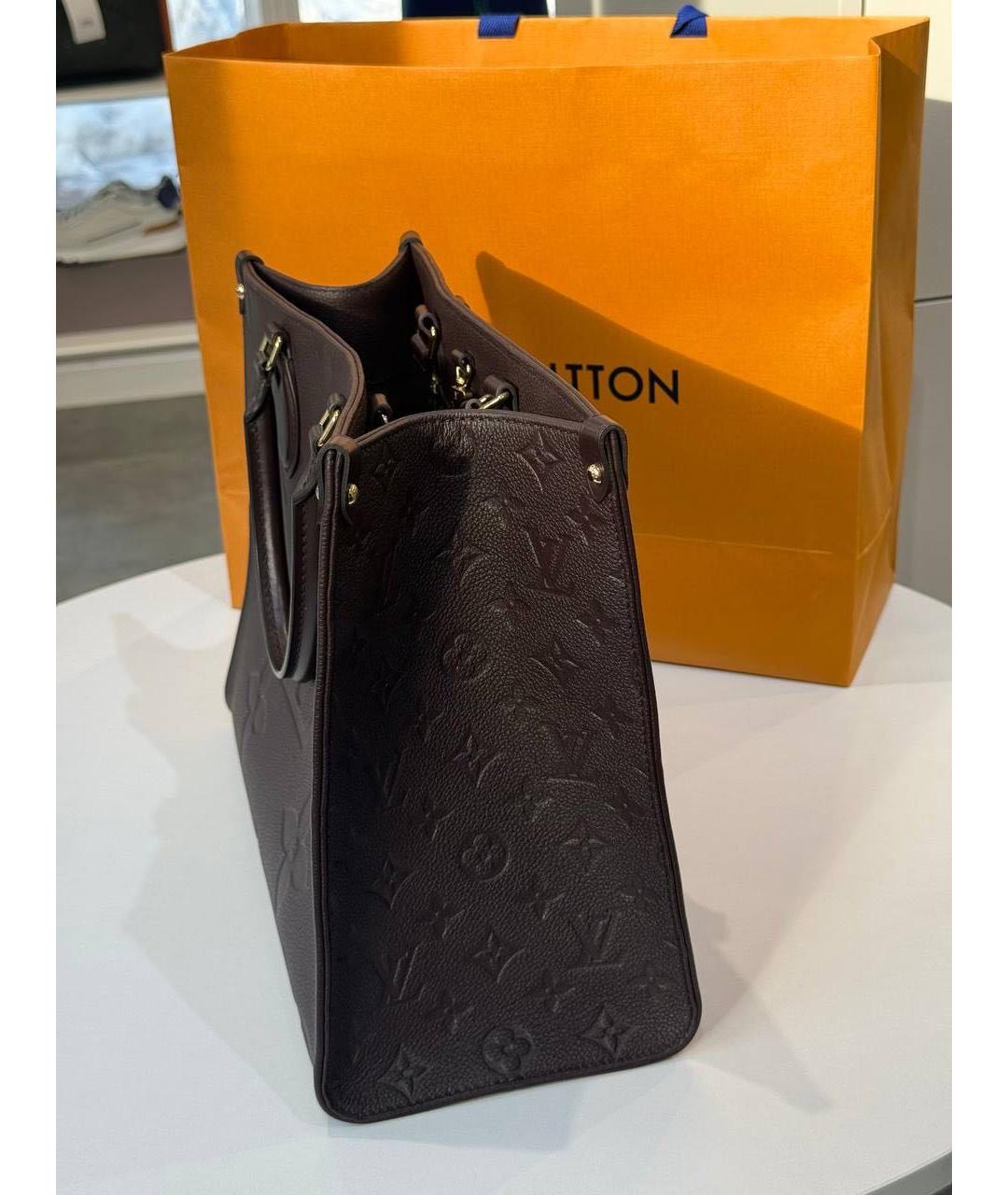 LOUIS VUITTON Бордовая кожаная сумка тоут, фото 2