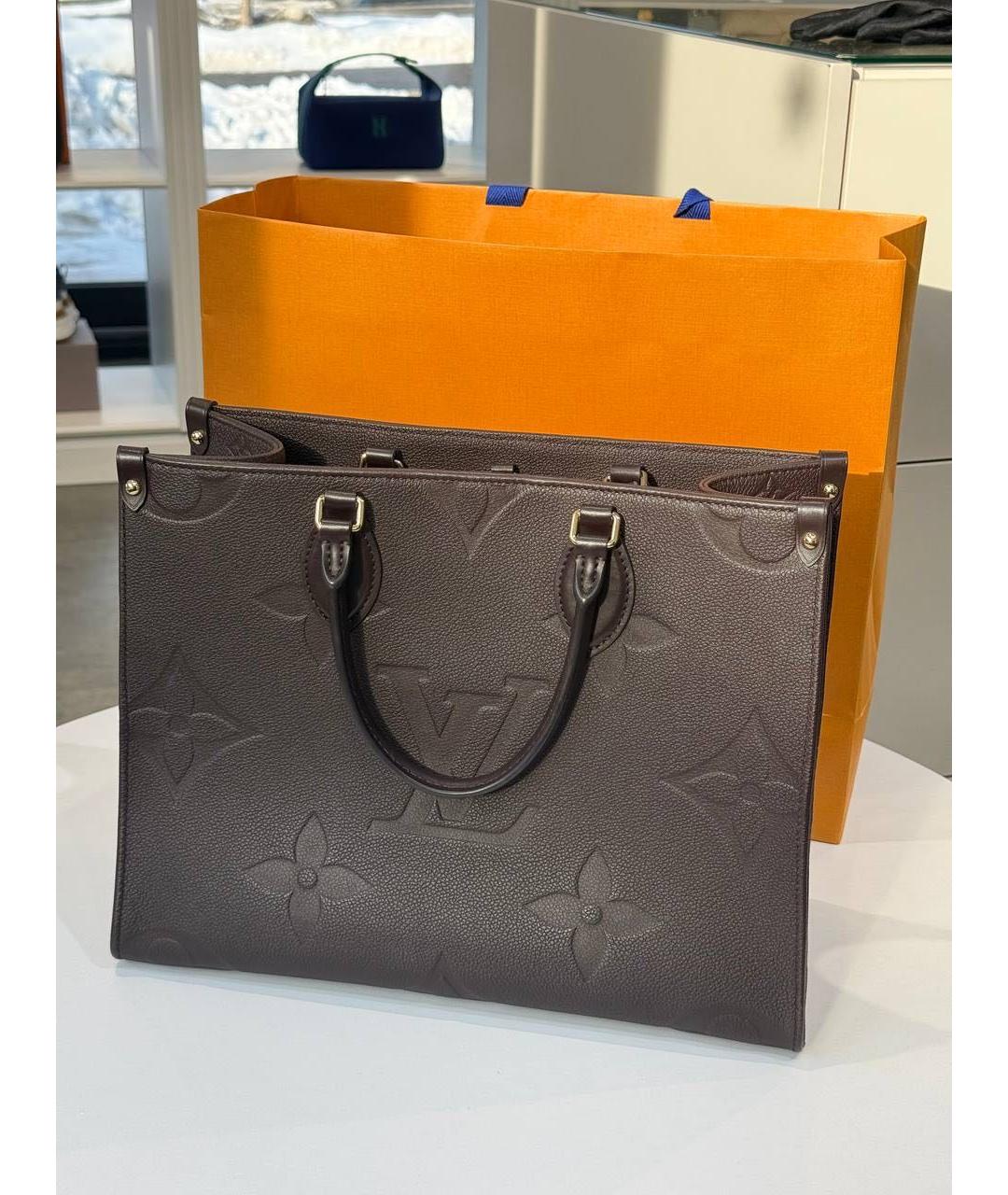 LOUIS VUITTON Бордовая кожаная сумка тоут, фото 3