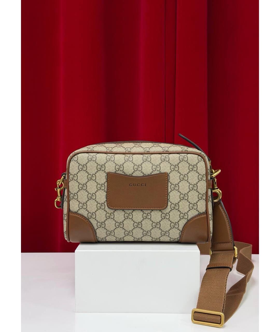 GUCCI Коричневая кожаная сумка на плечо, фото 7