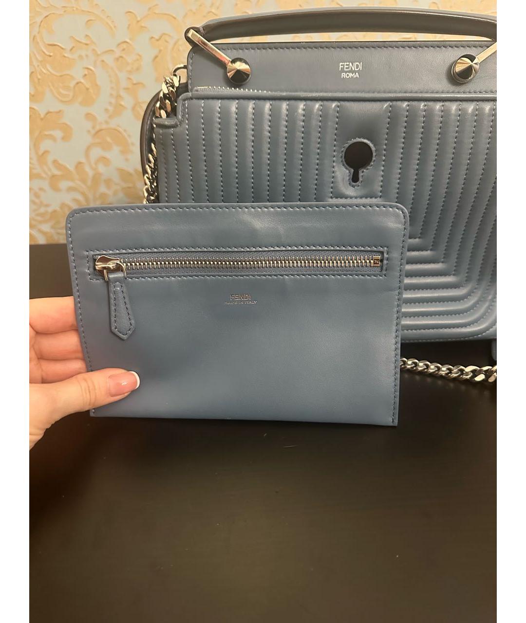 FENDI Синяя кожаная сумка тоут, фото 5