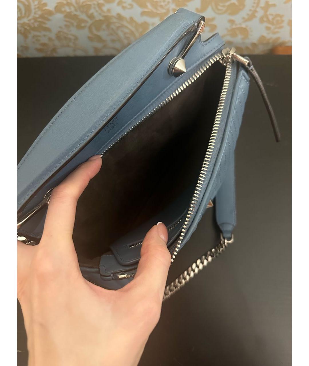 FENDI Синяя кожаная сумка тоут, фото 4