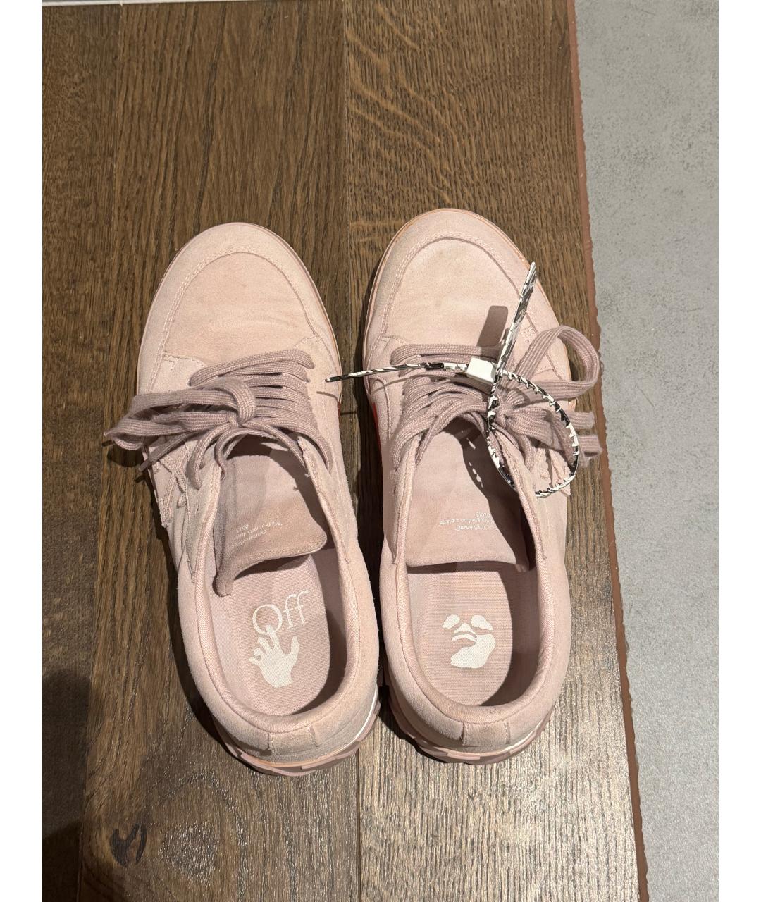 OFF-WHITE Розовые замшевые низкие кроссовки / кеды, фото 7