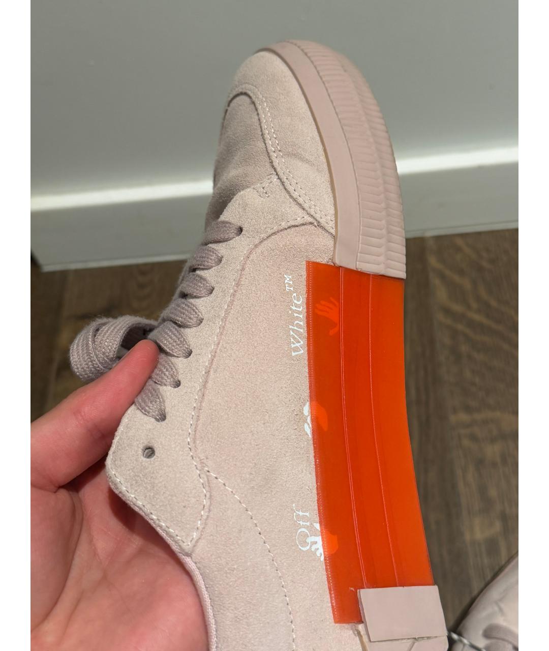 OFF-WHITE Розовые замшевые низкие кроссовки / кеды, фото 2