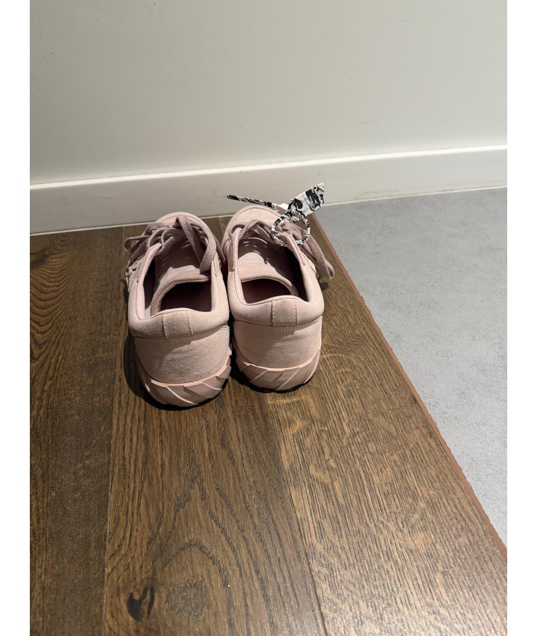 OFF-WHITE Розовые замшевые низкие кроссовки / кеды, фото 4