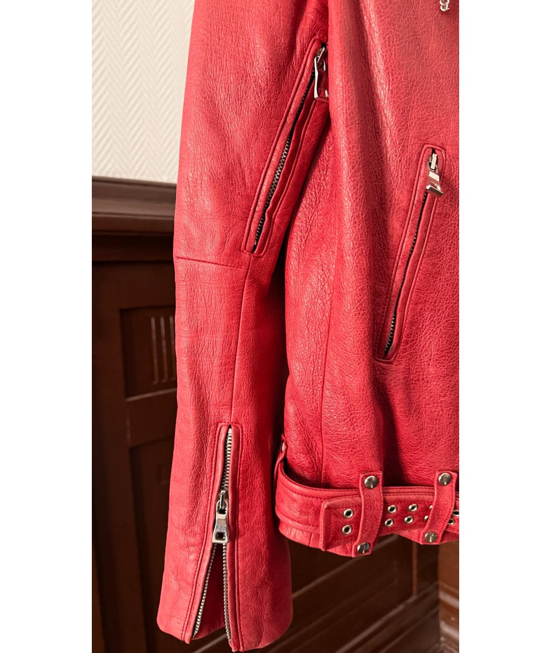BALMAIN Красная кожаная куртка, фото 4