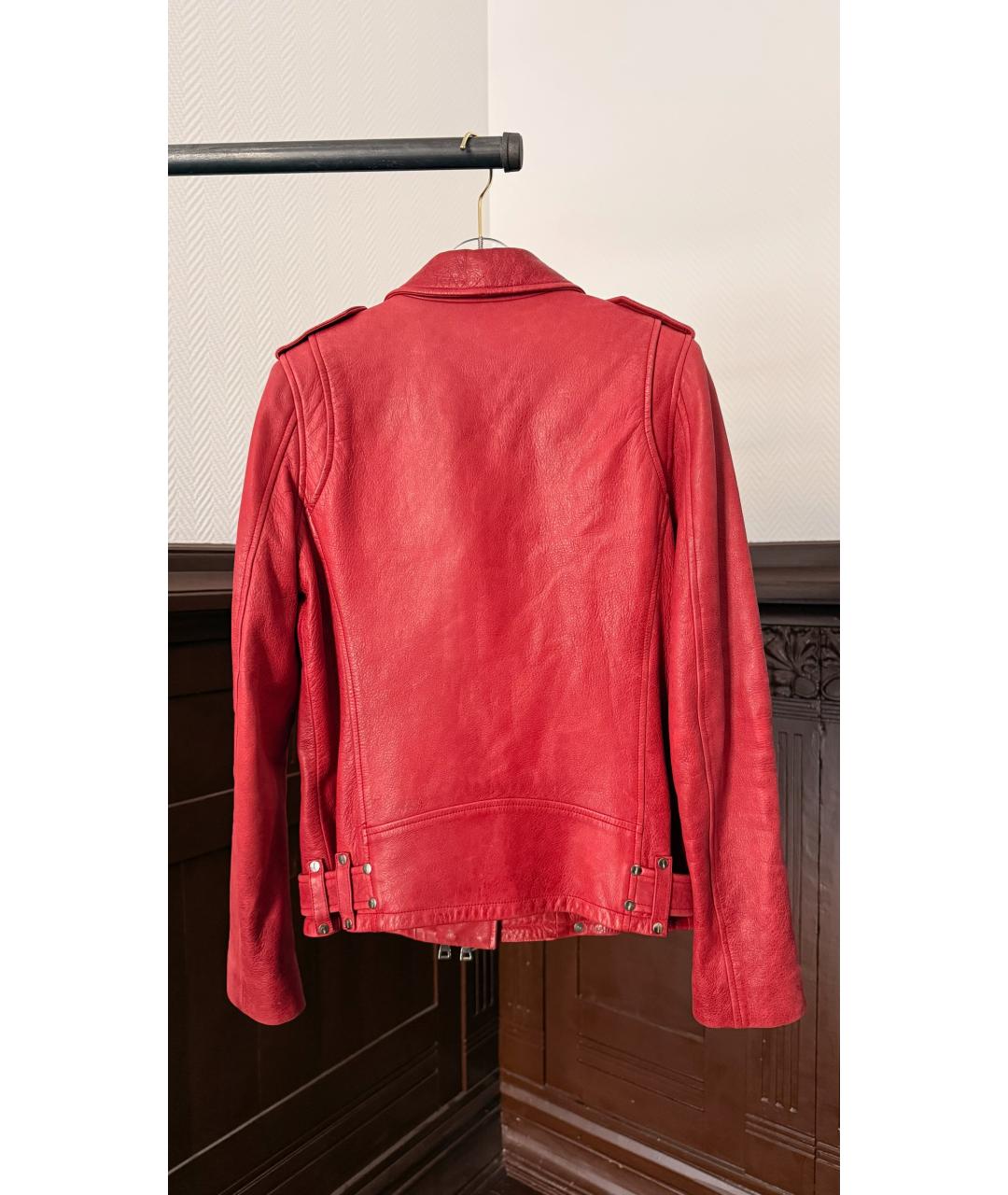 BALMAIN Красная кожаная куртка, фото 2
