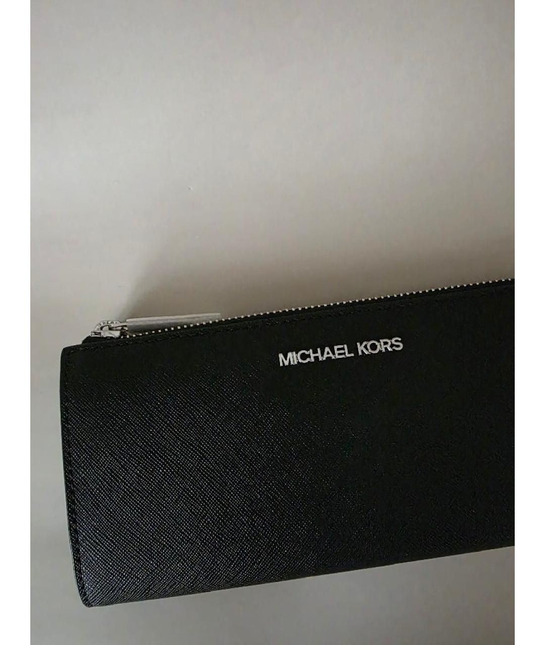 MICHAEL KORS Черный кожаный кошелек, фото 4