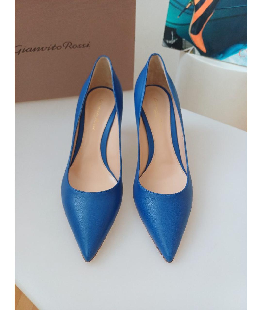 GIANVITO ROSSI Синие кожаные туфли, фото 6