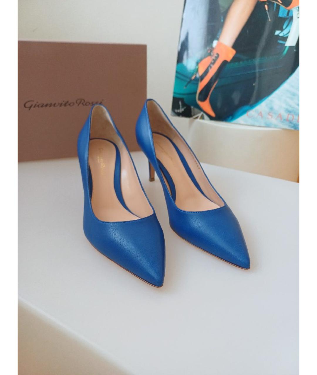 GIANVITO ROSSI Синие кожаные туфли, фото 5