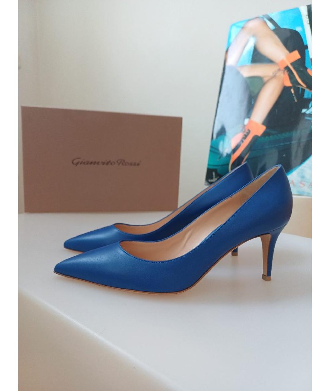 GIANVITO ROSSI Синие кожаные туфли, фото 2