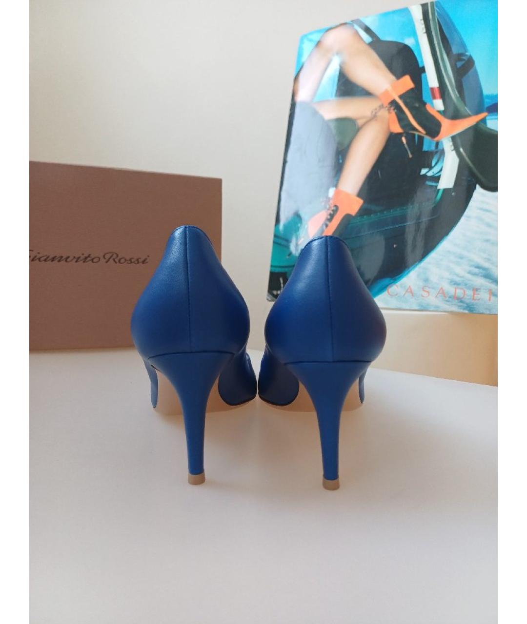 GIANVITO ROSSI Синие кожаные туфли, фото 7