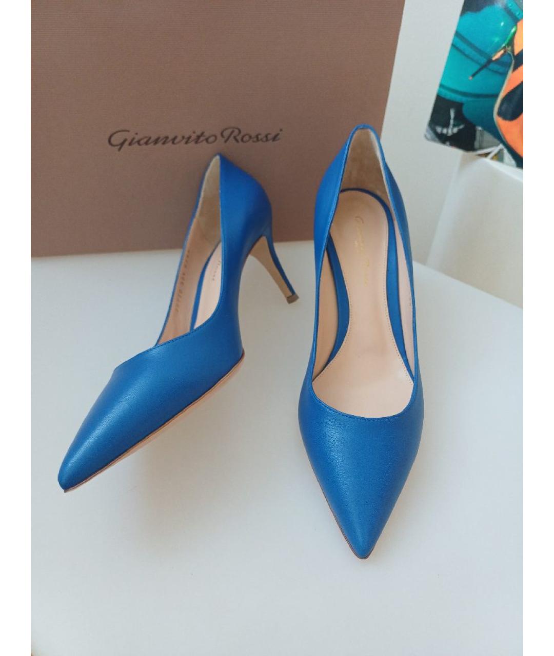 GIANVITO ROSSI Синие кожаные туфли, фото 4