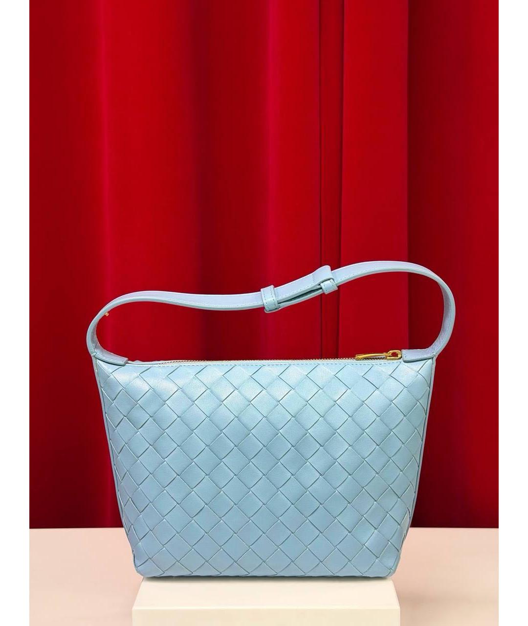 BOTTEGA VENETA Голубая кожаная сумка через плечо, фото 5