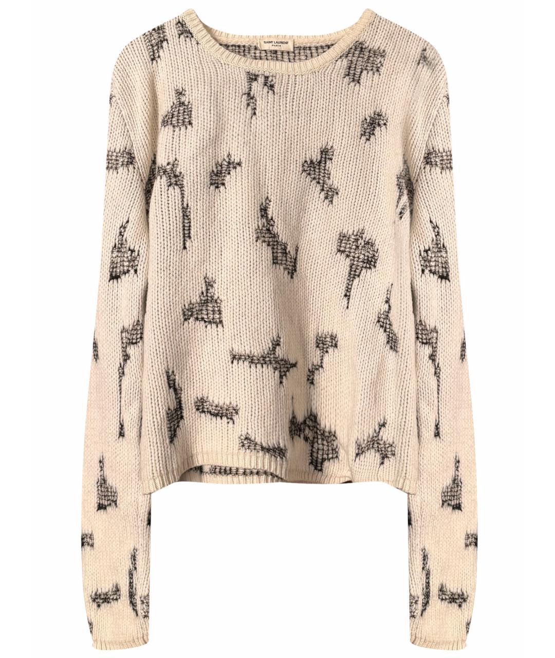 SAINT LAURENT Белый шерстяной джемпер / свитер, фото 1