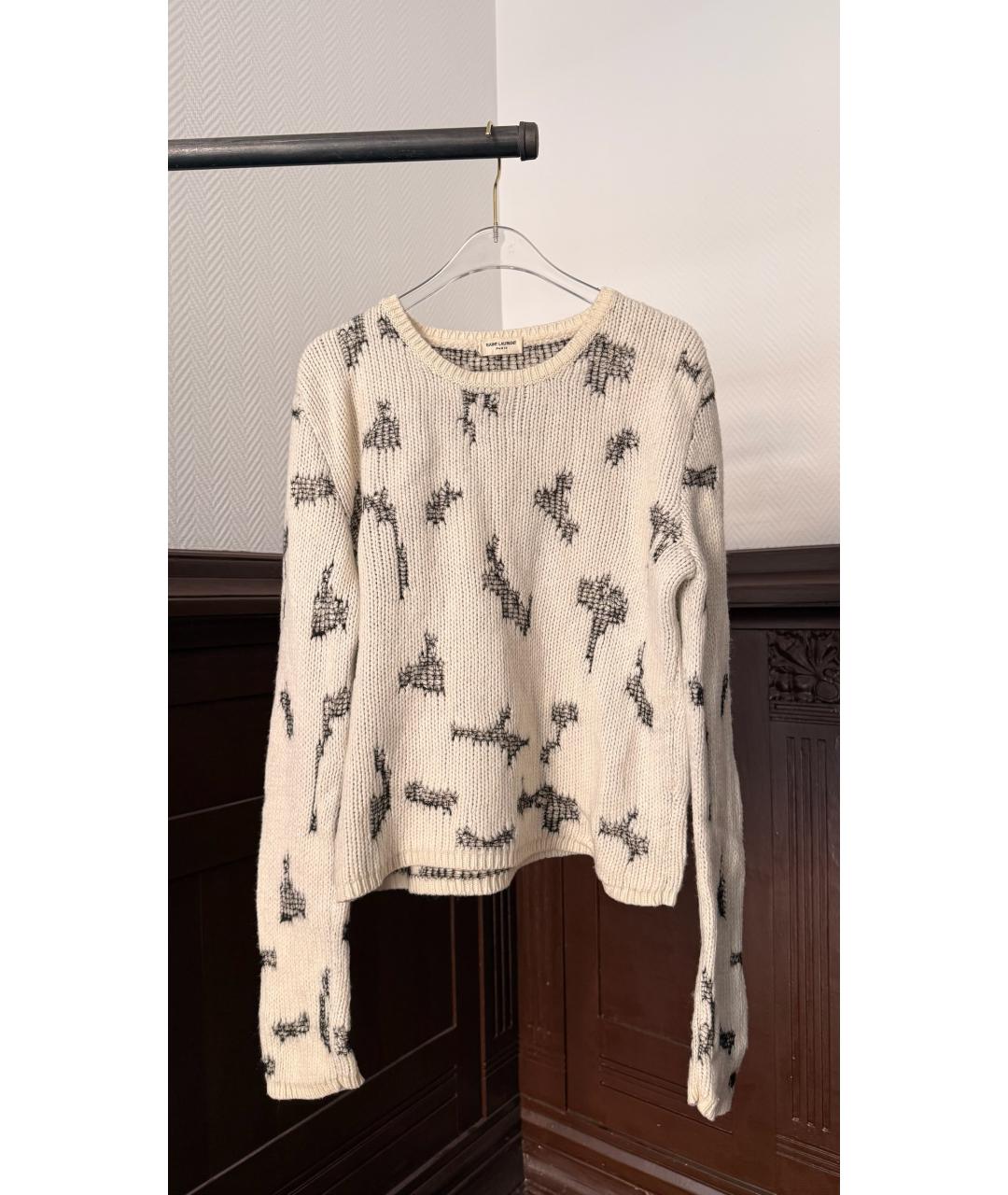 SAINT LAURENT Белый шерстяной джемпер / свитер, фото 5