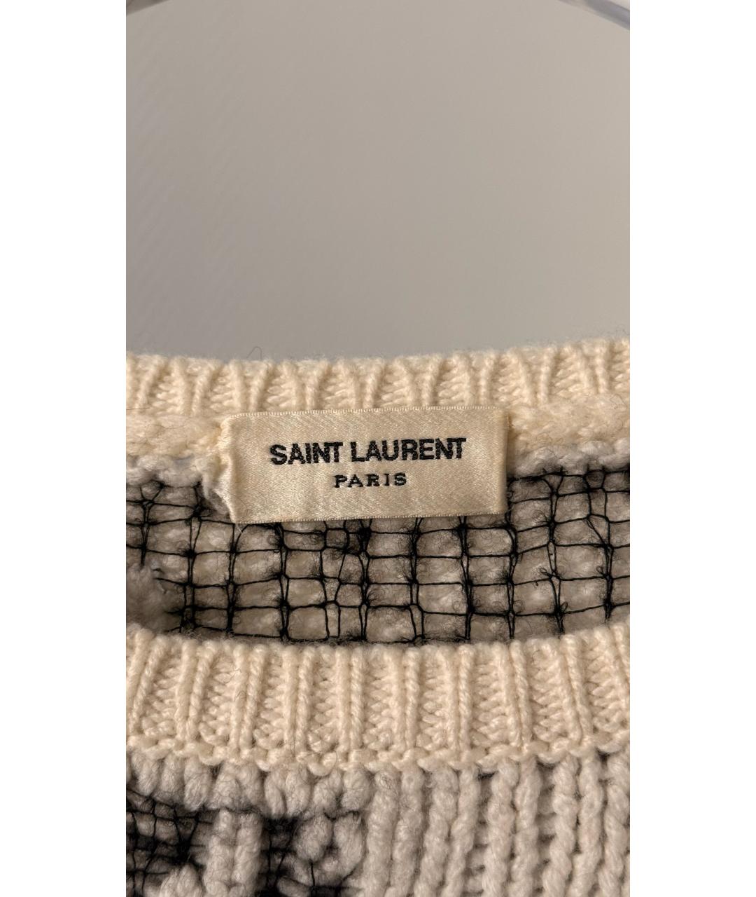 SAINT LAURENT Белый шерстяной джемпер / свитер, фото 3