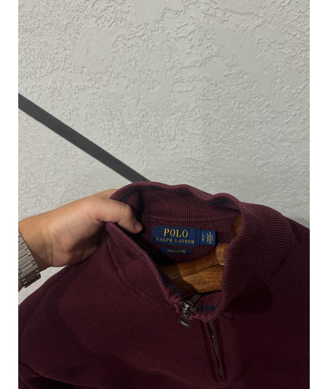 POLO RALPH LAUREN Бордовый хлопковый джемпер / свитер, фото 5