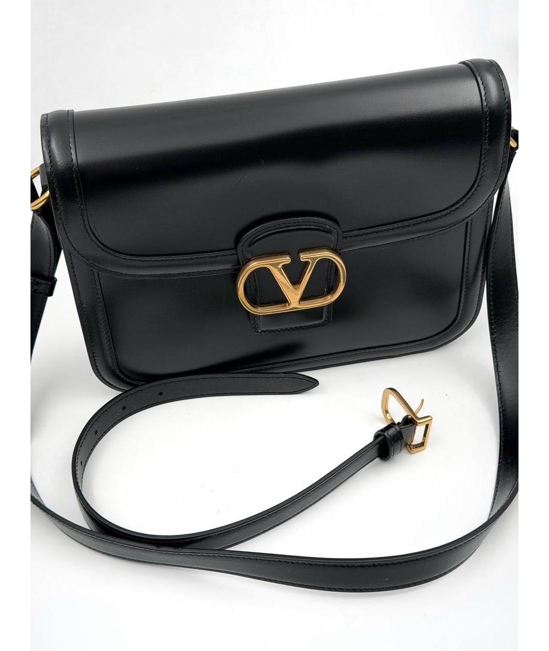 VALENTINO Черная кожаная сумка через плечо, фото 3