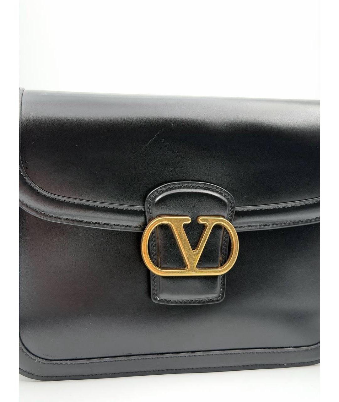 VALENTINO Черная кожаная сумка через плечо, фото 4