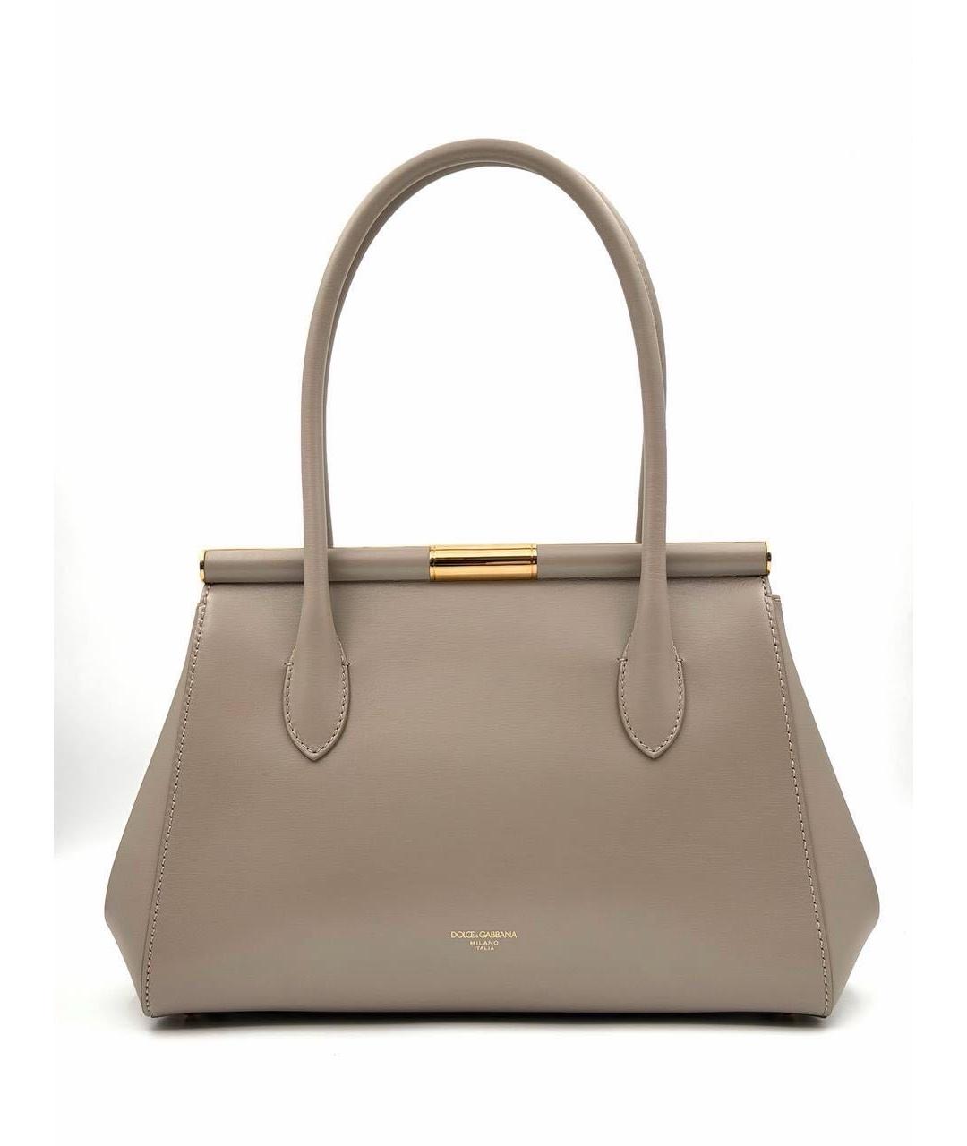 DOLCE&GABBANA Бежевая кожаная сумка тоут, фото 2