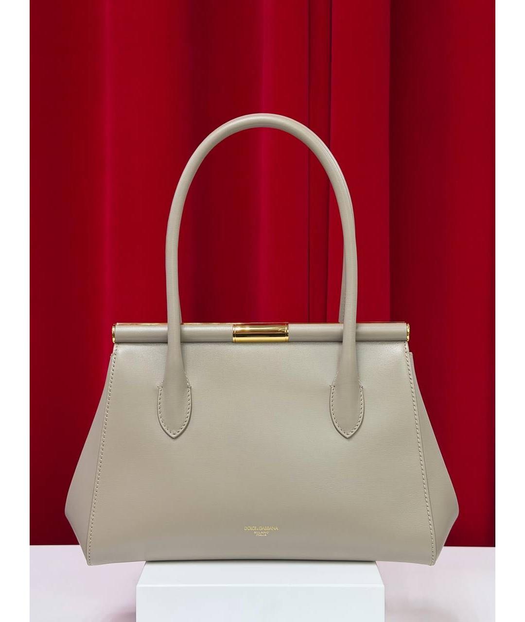 DOLCE&GABBANA Бежевая кожаная сумка тоут, фото 7