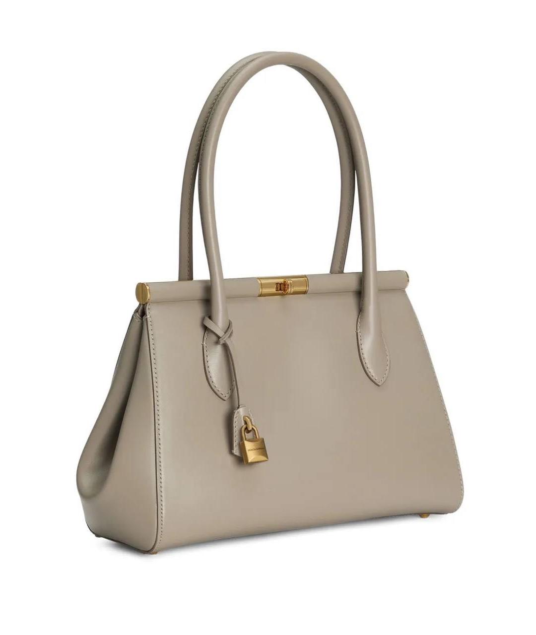 DOLCE&GABBANA Бежевая кожаная сумка тоут, фото 3