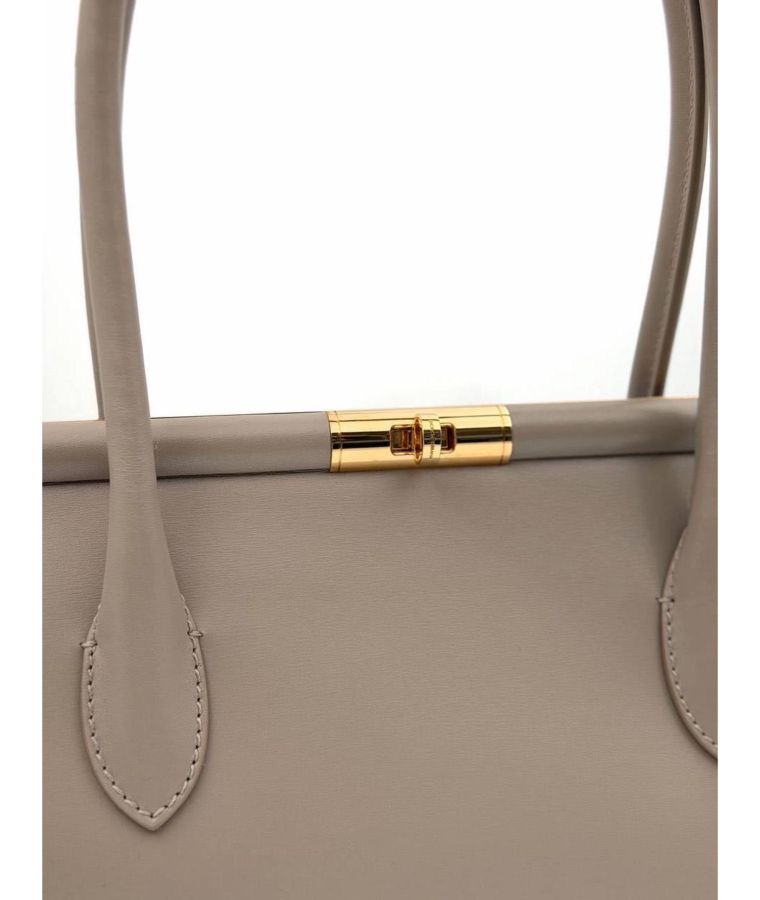 DOLCE&GABBANA Бежевая кожаная сумка тоут, фото 4