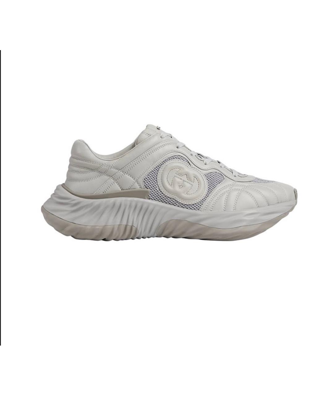 GUCCI Серые кожаные высокие кроссовки / кеды, фото 8