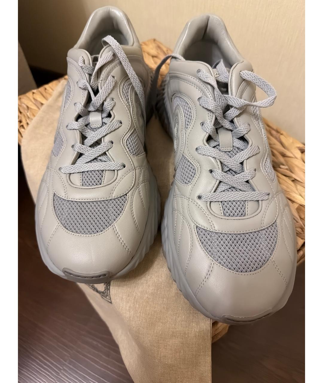 GUCCI Серые кожаные высокие кроссовки / кеды, фото 2