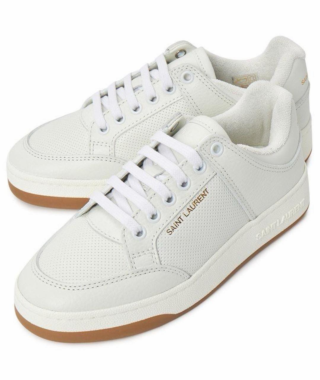 SAINT LAURENT Белые кожаные кеды, фото 2