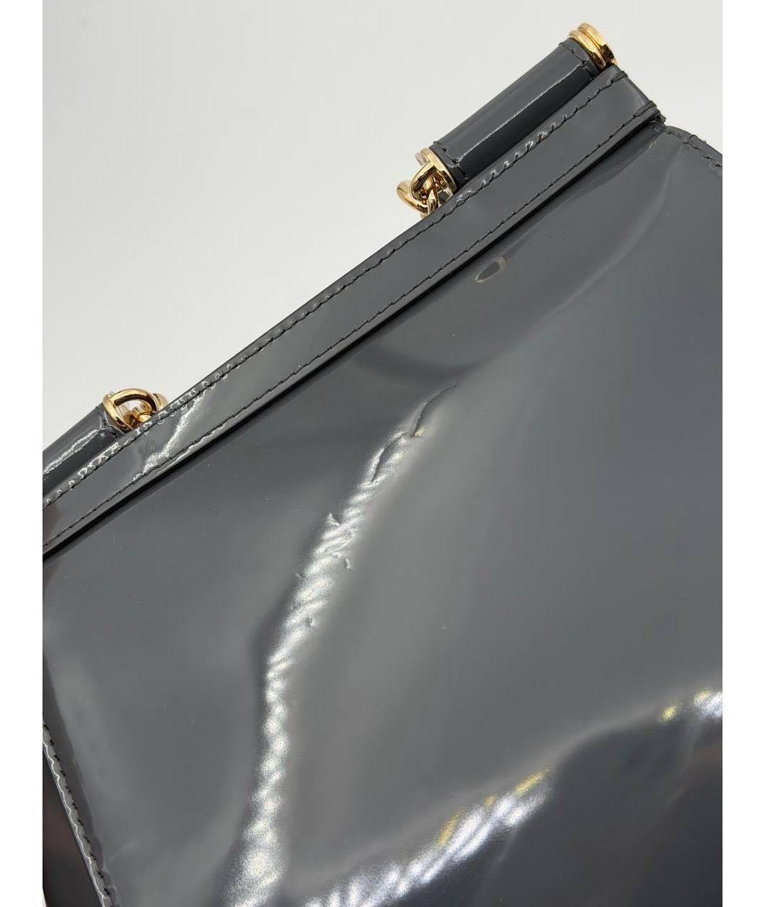 DOLCE&GABBANA Антрацитовая сумка с короткими ручками из лакированной кожи, фото 5