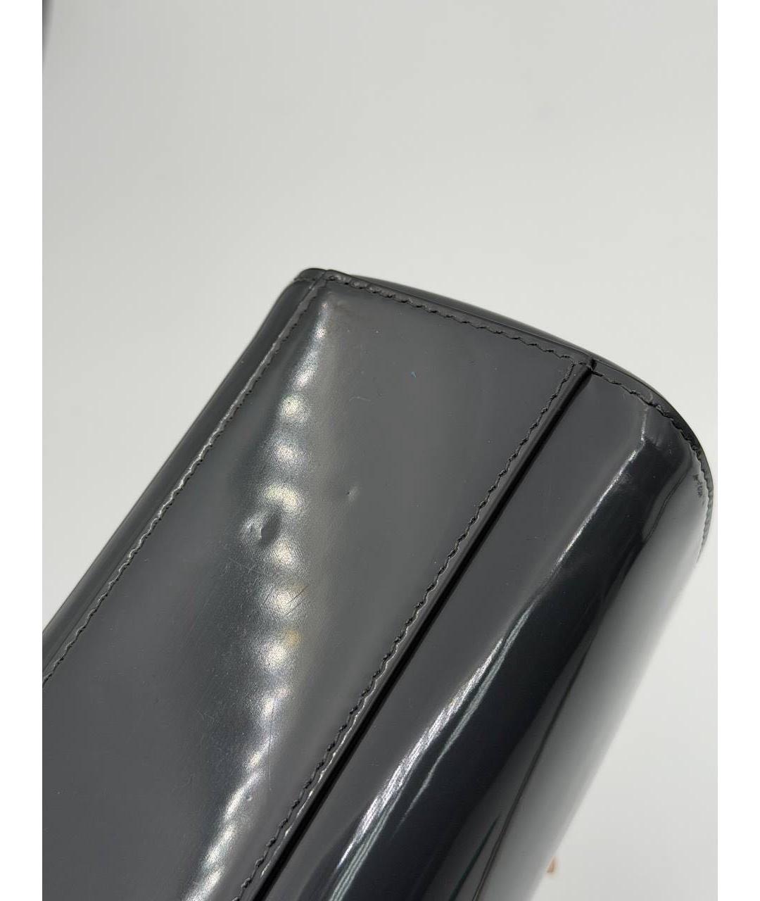 DOLCE&GABBANA Антрацитовая сумка с короткими ручками из лакированной кожи, фото 6